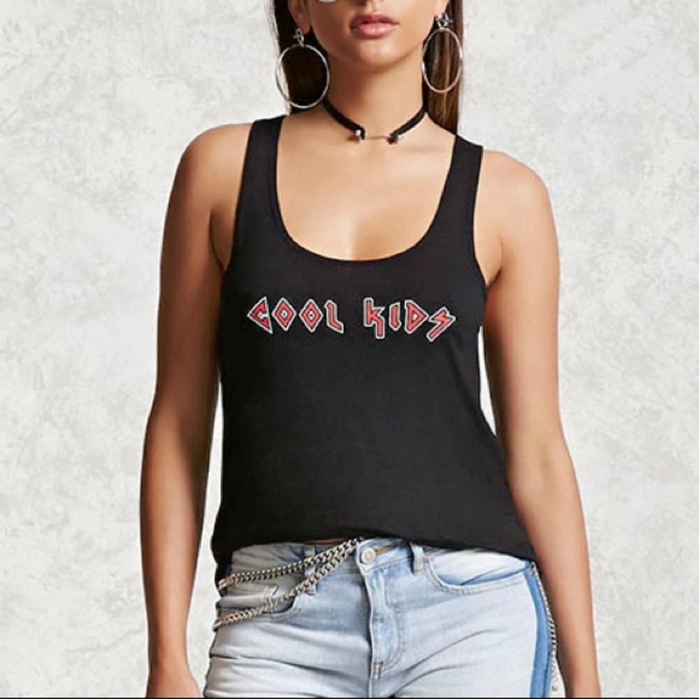 Forever 21 “Cool Kids” Black Tank Top